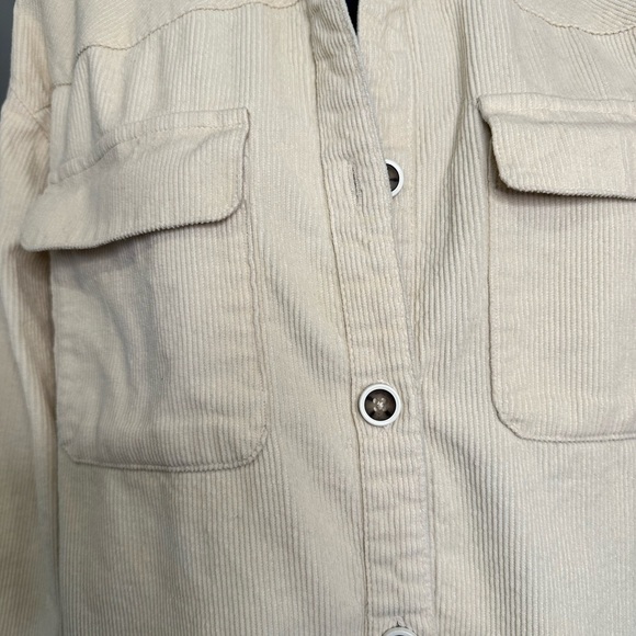 Velvet Heart Corduroy Shacket Shirt Jacket Women Size L Ivory Utility Pockets - Picture 3 of 13